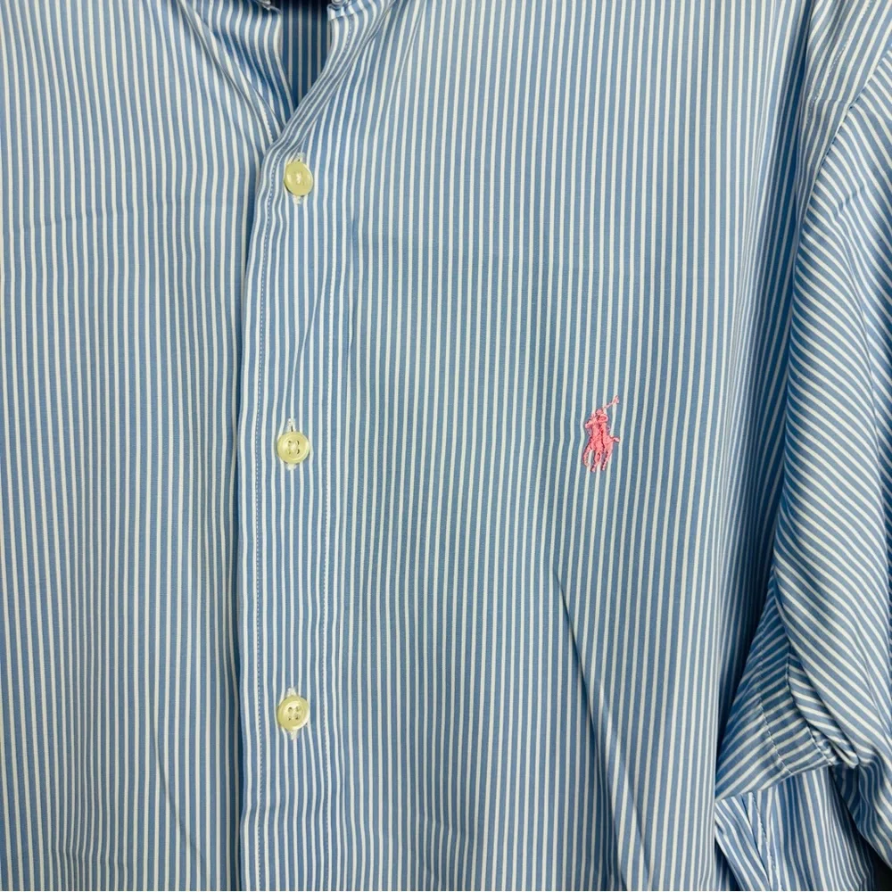 Polo Ralph Lauren Light Blue Striped Long Sleeve Button Down Dress Shirt